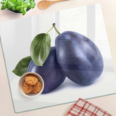 Deska kuchenna szklana Śliwki z liśćmi