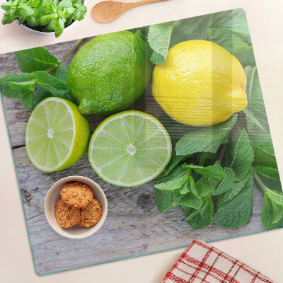 Szklana deska kuchenna Cytryny i limonki z miętą