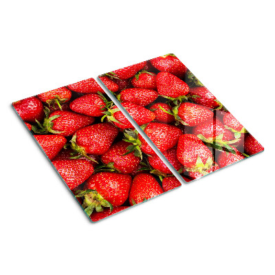 Deska kuchenna szklana Truskawki na tle czerwonym