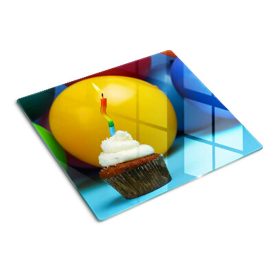 Deska kuchenna szklana Urodzinowy cupcake z balonami