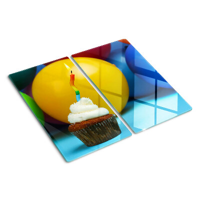 Deska kuchenna szklana Urodzinowy cupcake z balonami