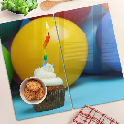 Deska kuchenna szklana Urodzinowy cupcake z balonami