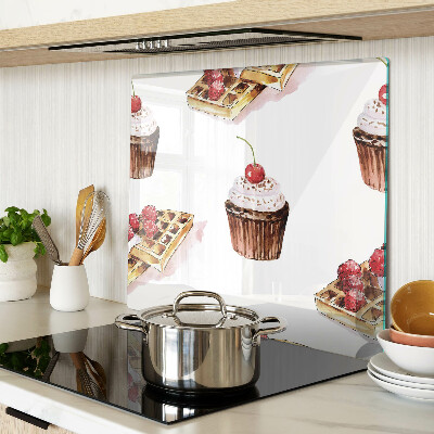 Deska kuchenna szklana Wafle i babeczki z wiśnią