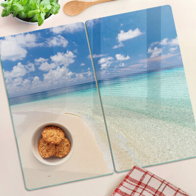Szklana deska kuchenna Plaża z błękitnym niebem