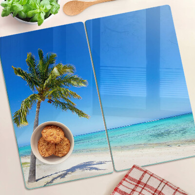 Deska kuchenna szklana Plaża z palmą