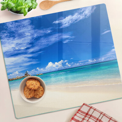 Deska kuchenna szklana Tropikalna plaża z błękitnym niebem
