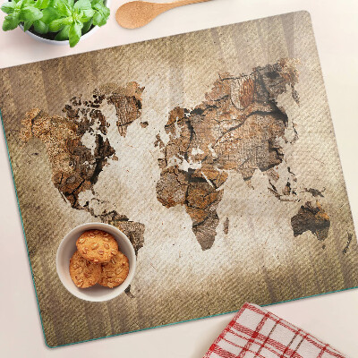 Szklana deska kuchenna Mapa świata w stylu vintage