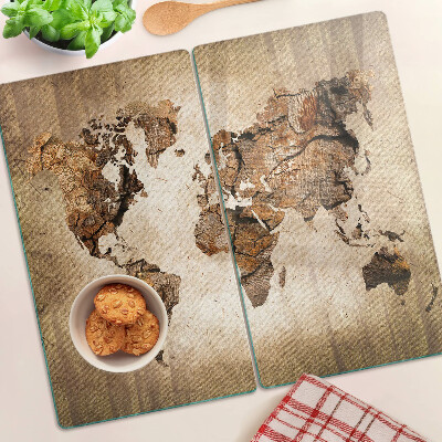 Szklana deska kuchenna Mapa świata w stylu vintage