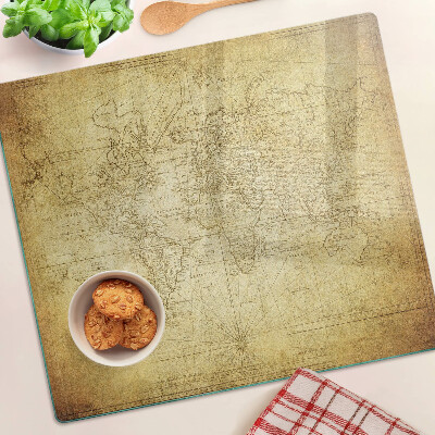 Szklana deska kuchenna Stara mapa świata