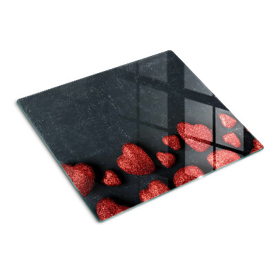 Deska kuchenna szklana Czerwone serca na ciemnym tle