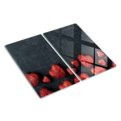 Deska kuchenna szklana Czerwone serca na ciemnym tle