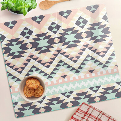 Szklana deska kuchenna Motyw geometryczny w pastelowych kolorach
