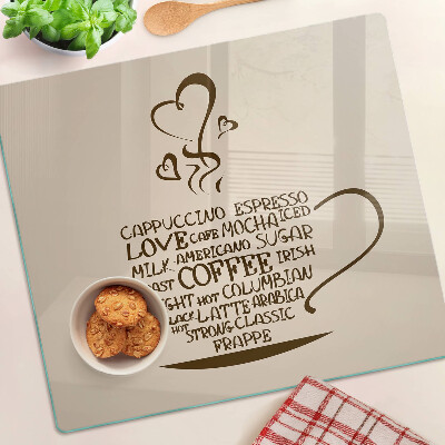 Szklana deska kuchenna Kawa i serce