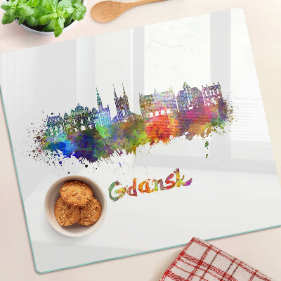 Deska kuchenna szklana Gdańsk w kolorach akwareli