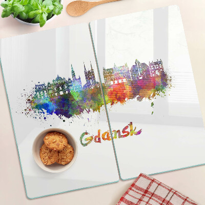 Deska kuchenna szklana Gdańsk w kolorach akwareli