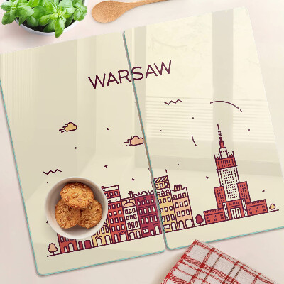 Deska kuchenna szklana Warszawskie kamienice i Pałac Kultury