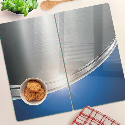 Szklana deska kuchenna Metaliczny efekt z niebieskimi akcentami