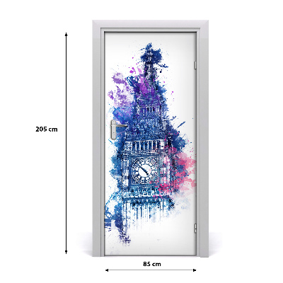 Naklejka samoprzylepna na drzwi Kolorowy Big Ben