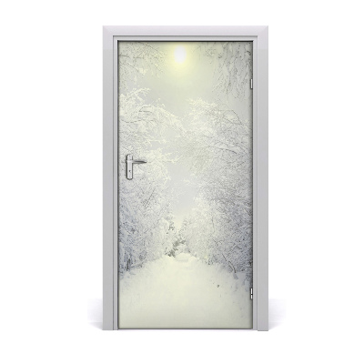 Naklejka na drzwi samoprzylepna Las zimą