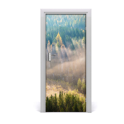 Naklejka na drzwi samoprzylepna Mgła nad lasem
