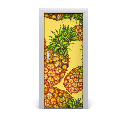 Naklejka na drzwi do domu samoprzylepna Ananasy