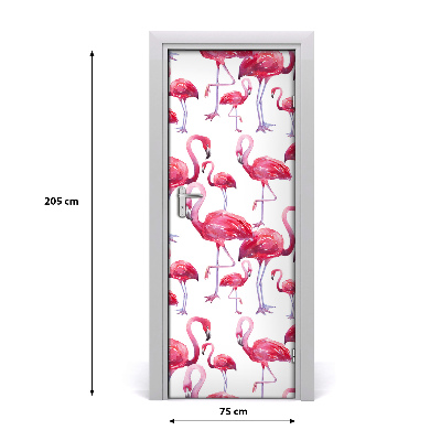 Naklejka samoprzylepna na drzwi Flamingi