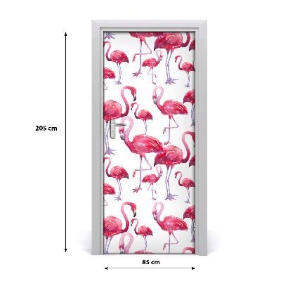 Naklejka samoprzylepna na drzwi Flamingi