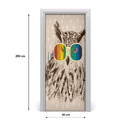 Naklejka samoprzylepna na drzwi Sowy w okularach
