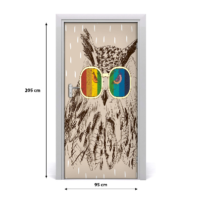 Naklejka samoprzylepna na drzwi Sowy w okularach