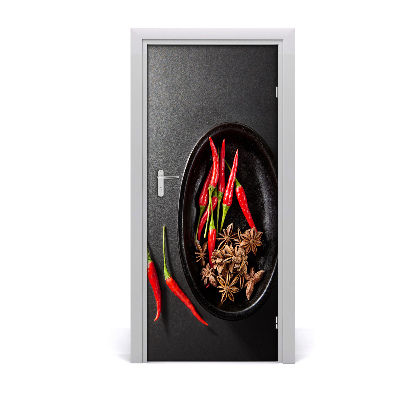 Naklejka na drzwi samoprzylepna Papryczki chilli