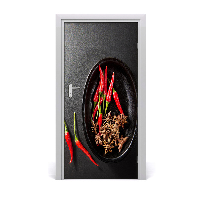 Naklejka na drzwi samoprzylepna Papryczki chilli