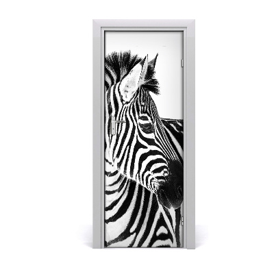 Naklejka samoprzylepna na drzwi Zebra w śniegu