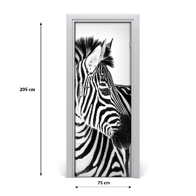 Naklejka samoprzylepna na drzwi Zebra w śniegu