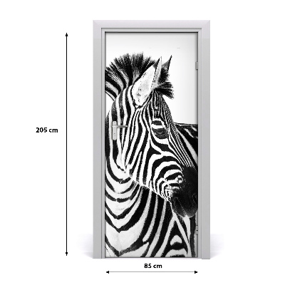 Naklejka samoprzylepna na drzwi Zebra w śniegu