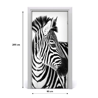 Naklejka samoprzylepna na drzwi Zebra w śniegu