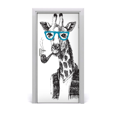 Naklejka samoprzylepna na drzwi Żyrafy w okularach
