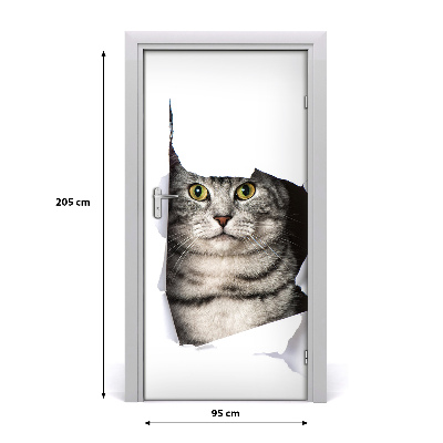 Fototapeta samoprzylepna na drzwi Kot w dziurze