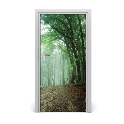 Naklejka na drzwi samoprzylepna Mgła w lesie