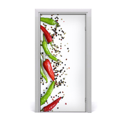 Naklejka na drzwi samoprzylepna Papryczki chilli