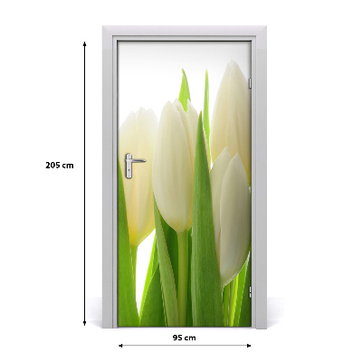 Okleina Naklejka fototapeta na drzwi Białe tulipany