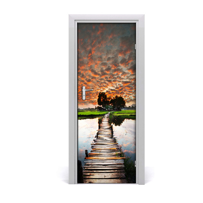 Naklejka fototapeta na drzwi Drewniany most