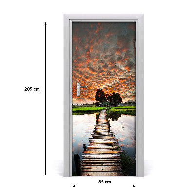 Naklejka fototapeta na drzwi Drewniany most