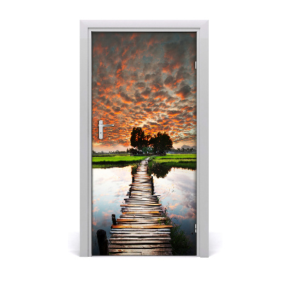 Naklejka fototapeta na drzwi Drewniany most