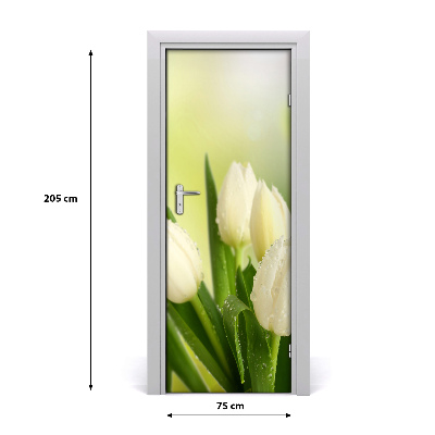 Okleina Naklejka fototapeta na drzwi Białe tulipany