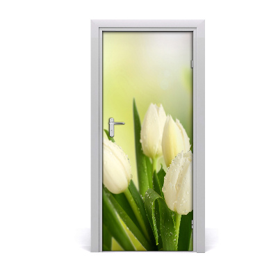 Okleina Naklejka fototapeta na drzwi Białe tulipany