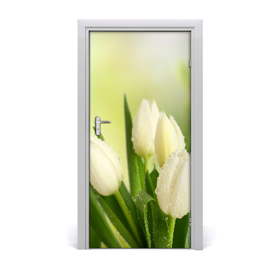 Okleina Naklejka fototapeta na drzwi Białe tulipany