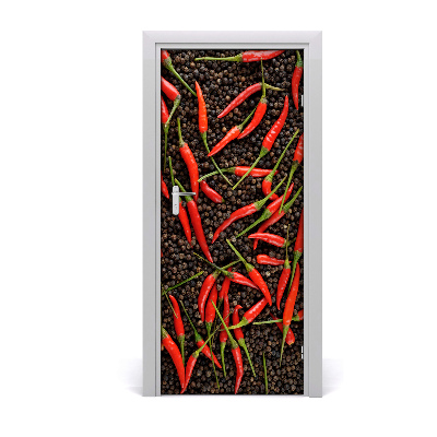 Naklejka na drzwi samoprzylepna Papryczki chilli