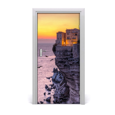 Naklejka fototapeta na drzwi Domy na klifie