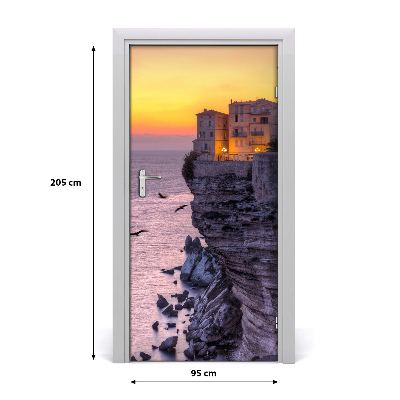 Naklejka fototapeta na drzwi Domy na klifie