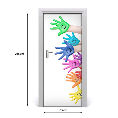 Naklejka samoprzylepna na drzwi Pomalowane dłonie